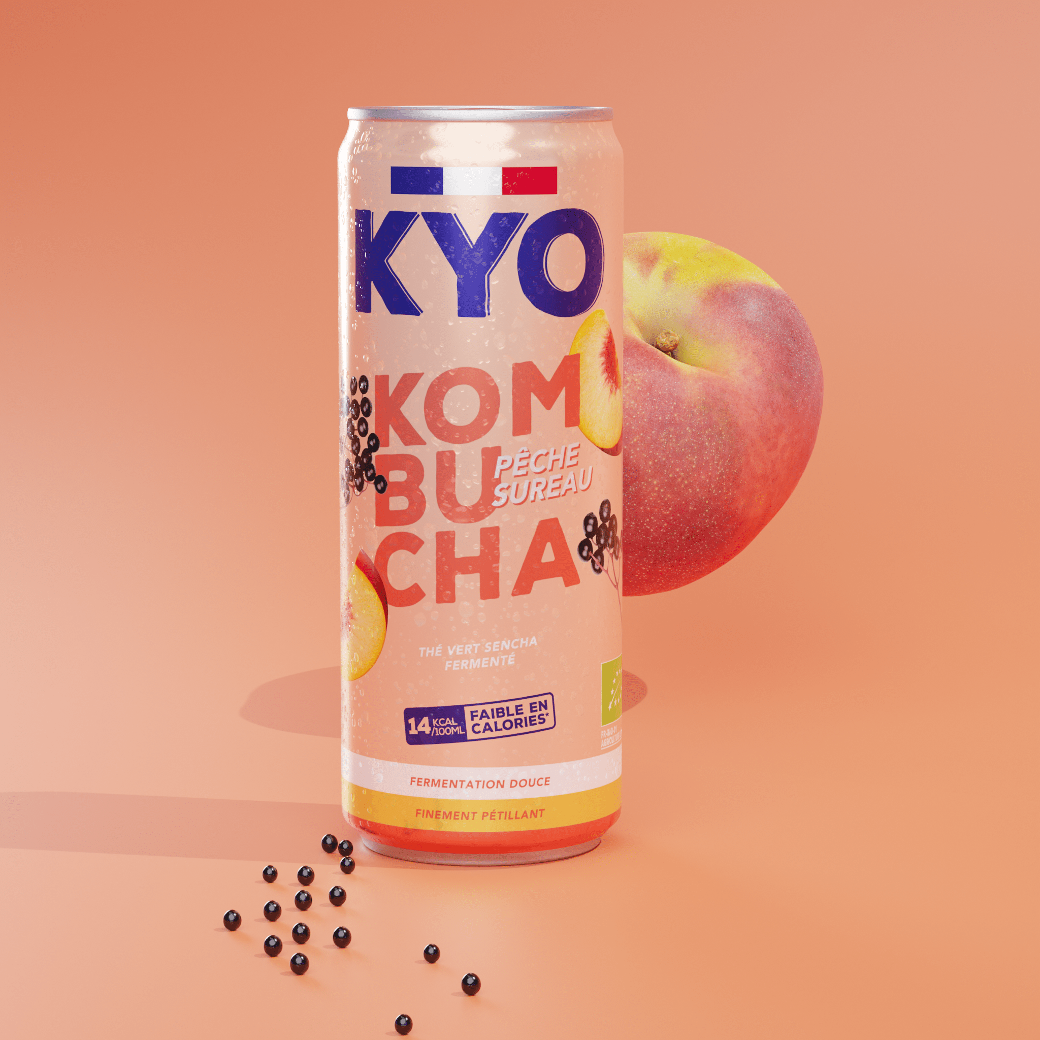 KYO KOMBUCHA - Kyo Kombucha Pêche Sureau (8 x 33cl)